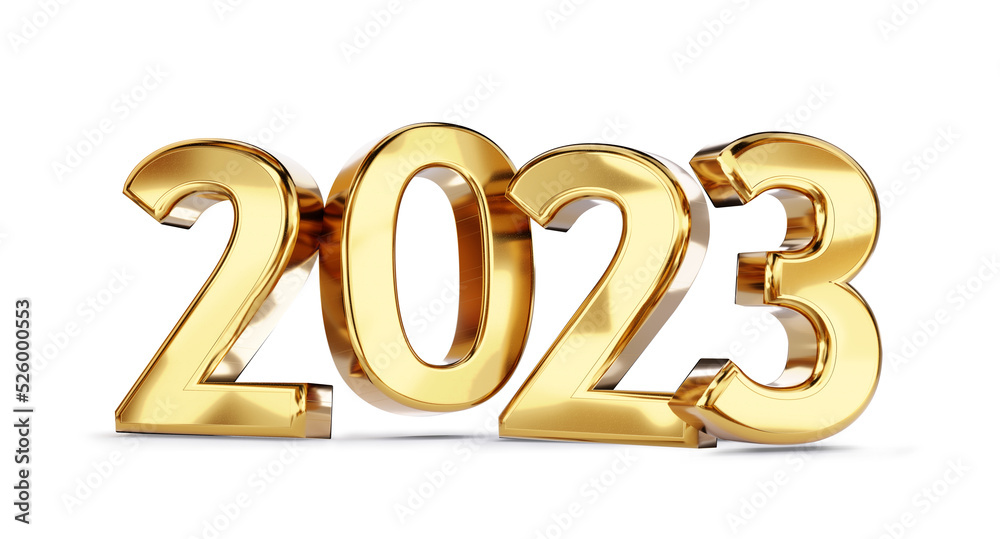 2023 bold letters golden symbol 3d-illustration 2023 bold letters golden symbol 3d-illustration