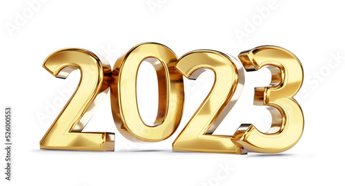 2023 bold letters golden symbol 3d-illustration photo