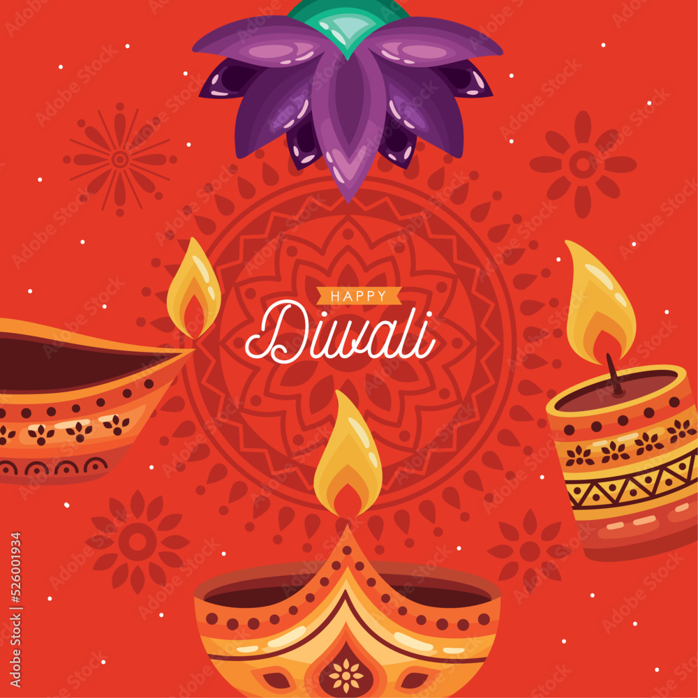 happy diwali lettering card