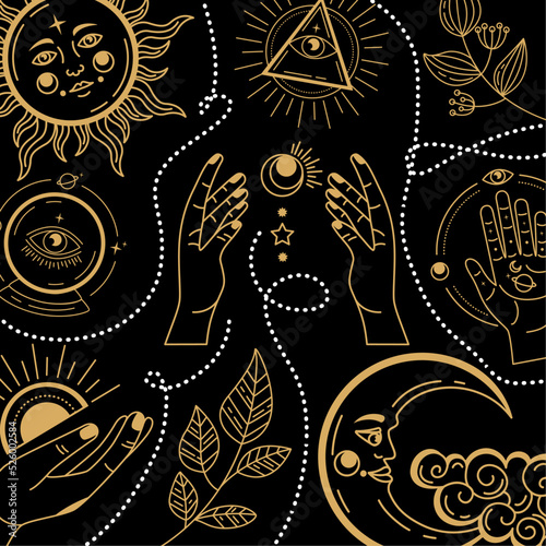 golden astrology symbols pattern