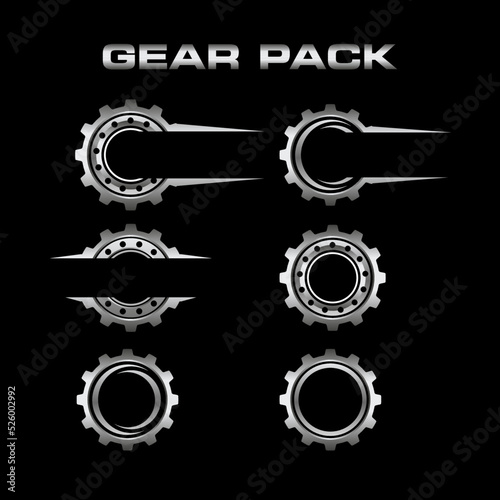 Gear set. Black gear wheel icons template