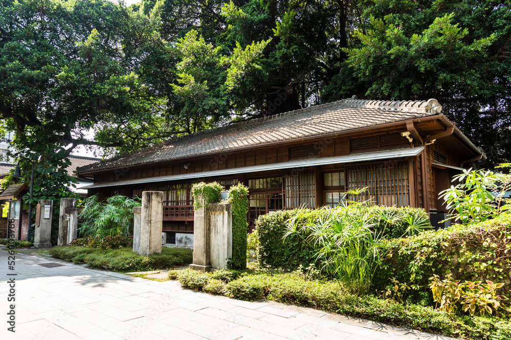 Building view of the Taichung Literature Pavilion in Taiwan. The museum buildings were originally constructed as Japanese police dormitories. Building view of the Taichung Literature Pavilion in Taiwan. The museum buildings were originally constructed as Japanese police dormitories.