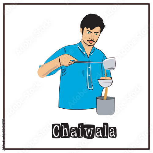 Chaiwala meaning tea seller poster, background, banner, chai or tea poster, vector illustration.