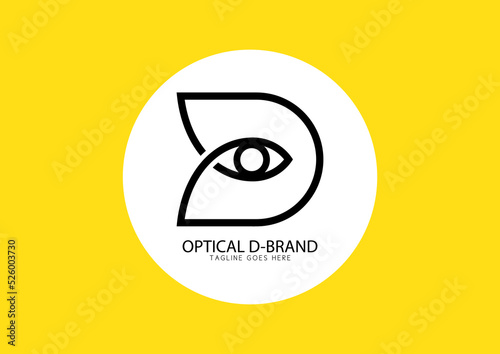 Letter D optical brand logo concept
