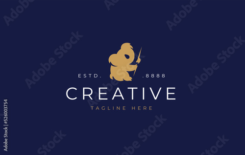 Koala logo design template. Cute Koala Marsupial Animal Zoo Nature Logo Design Template