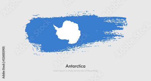 Brush painted grunge flag of Antarctica. Abstract dry brush flag on isolated background