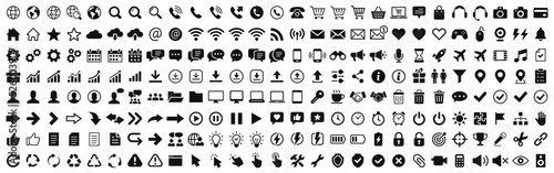 Web icons. Icons web, shopping, technology, message, document, chatting, mail, device, avatar, calendar collection. Vector illustration