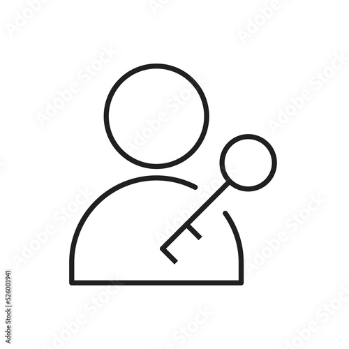 User key icon design. user with key symbol. access, Personal key, Security symbol. isolated on white background. vector illustration