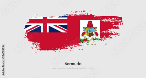Brush painted grunge flag of Bermuda. Abstract dry brush flag on isolated background