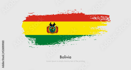 Brush painted grunge flag of Bolivia. Abstract dry brush flag on isolated background
