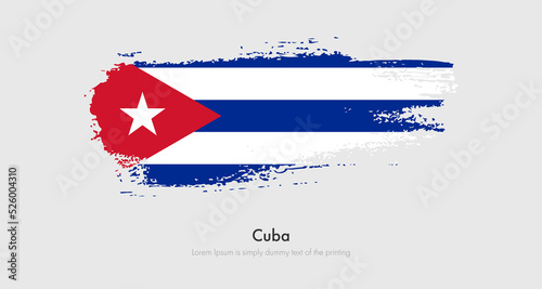 Brush painted grunge flag of Cuba. Abstract dry brush flag on isolated background