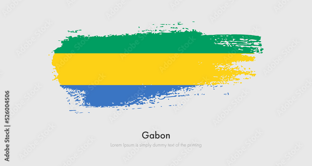 Fototapeta premium Brush painted grunge flag of Gabon. Abstract dry brush flag on isolated background
