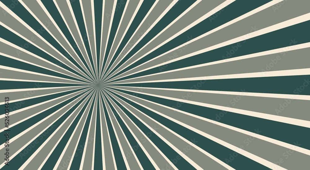 Fototapeta premium Sunlight retro horizontal background. Grey and dark green burst background, retro background with rays, Sun beam ray pattern background Old paper starburst. Circus poster or placard