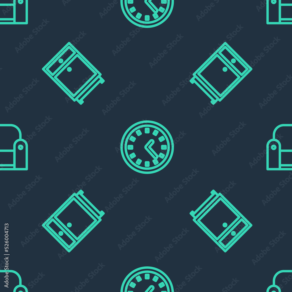 Set line Clock, Furniture nightstand and Armchair on seamless pattern. Vector Set line Clock, Furniture nightstand and Armchair on seamless pattern. Vector