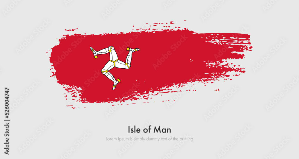 Brush painted grunge flag of Isle of Man. Abstract dry brush flag on isolated background