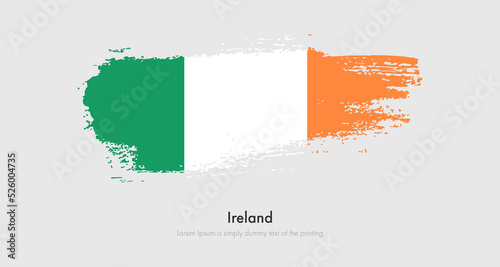 Brush painted grunge flag of Ireland. Abstract dry brush flag on isolated background