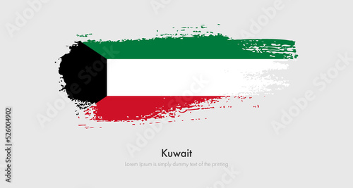 Brush painted grunge flag of Kuwait. Abstract dry brush flag on isolated background
