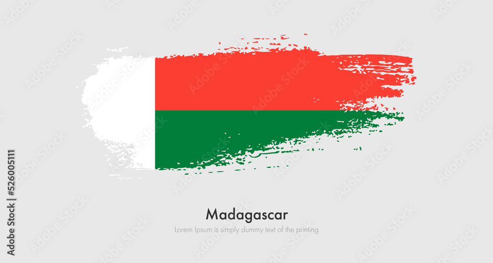 Brush painted grunge flag of Madagascar. Abstract dry brush flag on isolated background Brush painted grunge flag of Madagascar. Abstract dry brush flag on isolated background