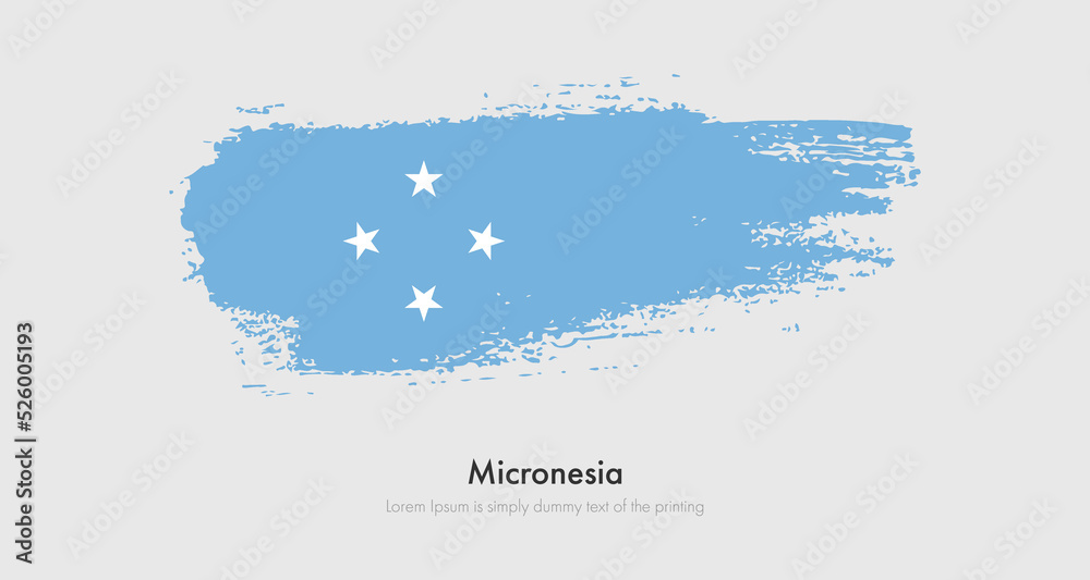 Brush painted grunge flag of Micronesia. Abstract dry brush flag on isolated background