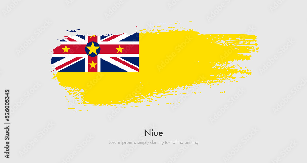 Brush painted grunge flag of Niue. Abstract dry brush flag on isolated background Brush painted grunge flag of Niue. Abstract dry brush flag on isolated background