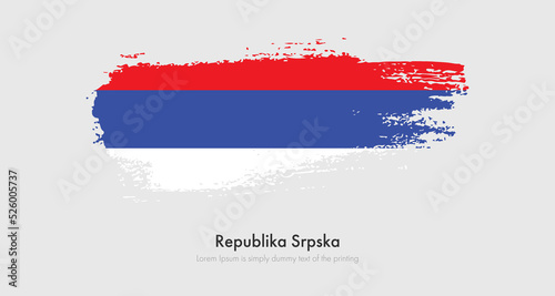 Brush painted grunge flag of Republika Srpska. Abstract dry brush flag on isolated background