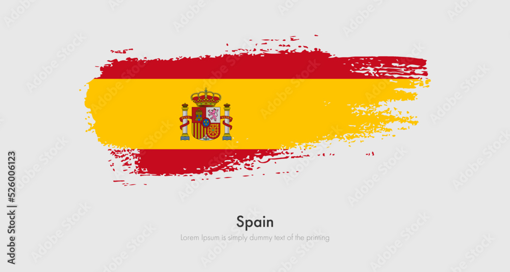 Obraz premium Brush painted grunge flag of Spain. Abstract dry brush flag on isolated background