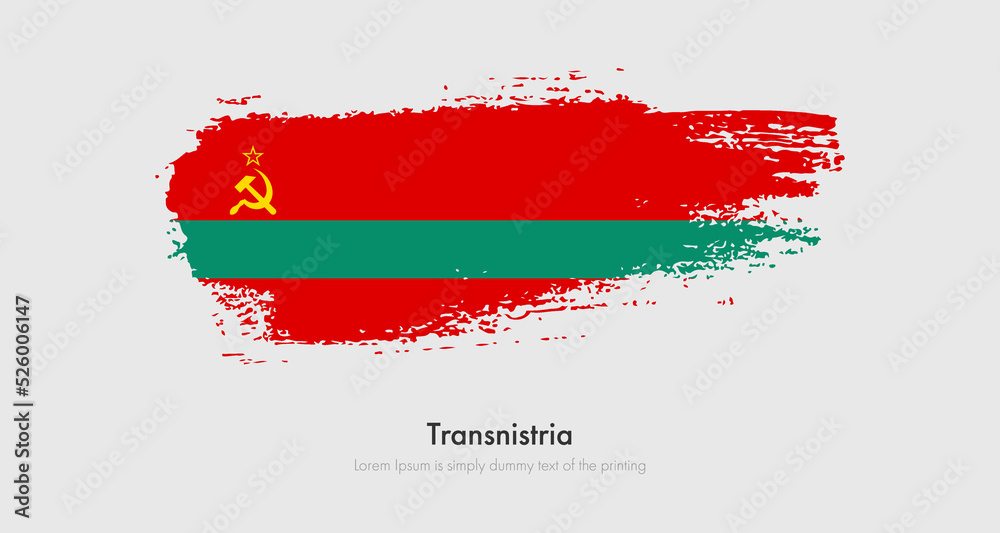 Brush painted grunge flag of Transnistria. Abstract dry brush flag on isolated background Brush painted grunge flag of Transnistria. Abstract dry brush flag on isolated background