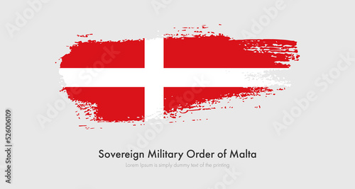 Brush painted grunge flag of Sovereign Military Order of Malta. Abstract dry brush flag on isolated background