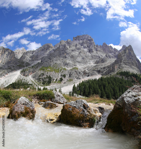 Fototapeta Naklejka Na Ścianę i Meble -  torrent that flows from the foothills of the Dolomites mountains in northern Italy