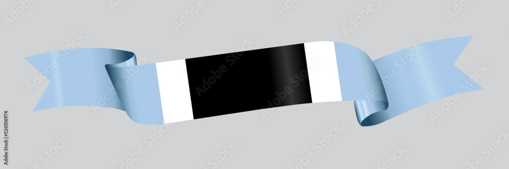 3D Flag of Botswana on a fabric ribbon.