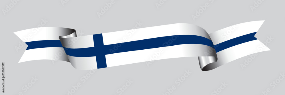 3D Flag of Finland on a fabric ribbon. 3D Flag of Finland on a fabric ribbon.