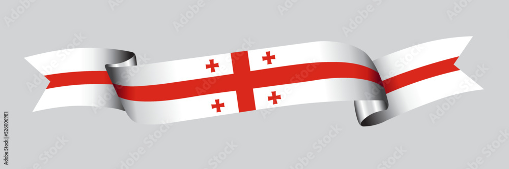 3D Flag of Georgia on a fabric ribbon.