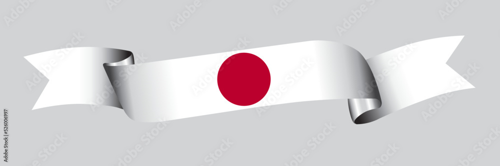 3D Flag of Japan on a fabric ribbon. 3D Flag of Japan on a fabric ribbon.