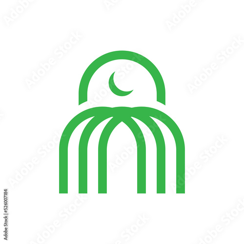 Photography Mosque with Quran and crescent  Islamic schoolar logo design vector