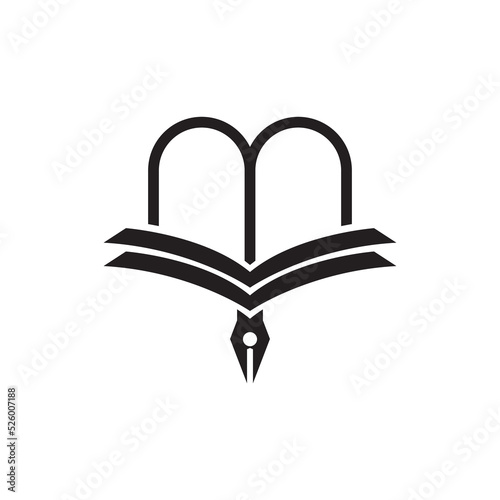 Mosque with Quran and crescent  Islamic schoolar logo design vector