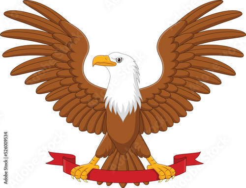 Cartoon eagle grip the blank ribbon