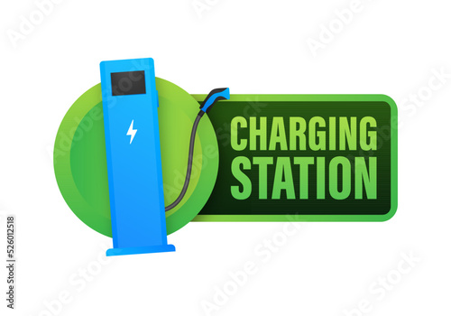 EV charging station banner. Vector stock illustration
