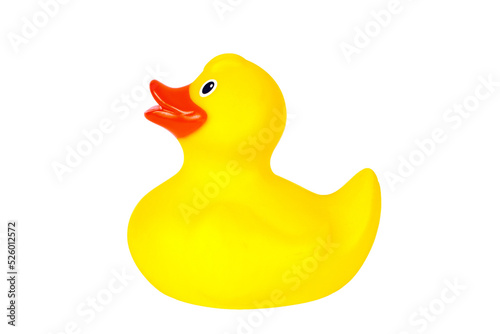 Fotografiet Yellow plastic rubber duck, png stock photo file cut out and isolated on a trans