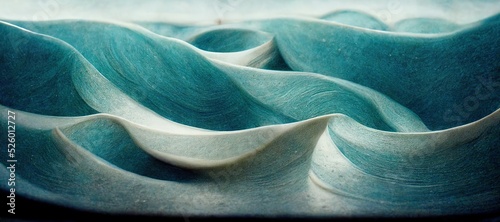 Fotografie, Tablou Abstract flowing ceramic curls and swirls, layered waves of stone blue folds - delightfully odd, unusually pretty background graphics resource