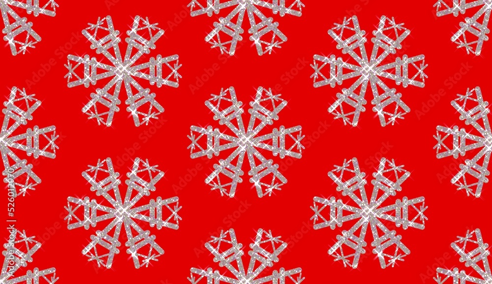 Christmas Snowflake Flat Colors Seamless Pattern On Red Background.Snowflake icon. Design for decorating,background, wallpaper, illustration, fabric, clothing. Christmas Snowflake Flat Colors Seamless Pattern On Red Background.Snowflake icon. Design for decorating,background, wallpaper, illustration, fabric, clothing.