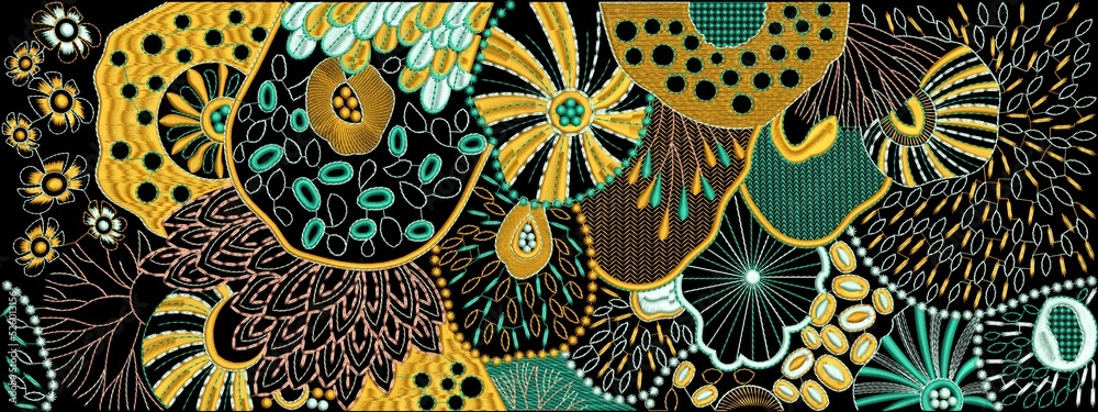 Embroidery Motif Textile Print Design For Mughal Art Manually