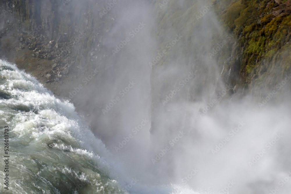 Splash of droplets - Gullfoss waterfall in Iceland