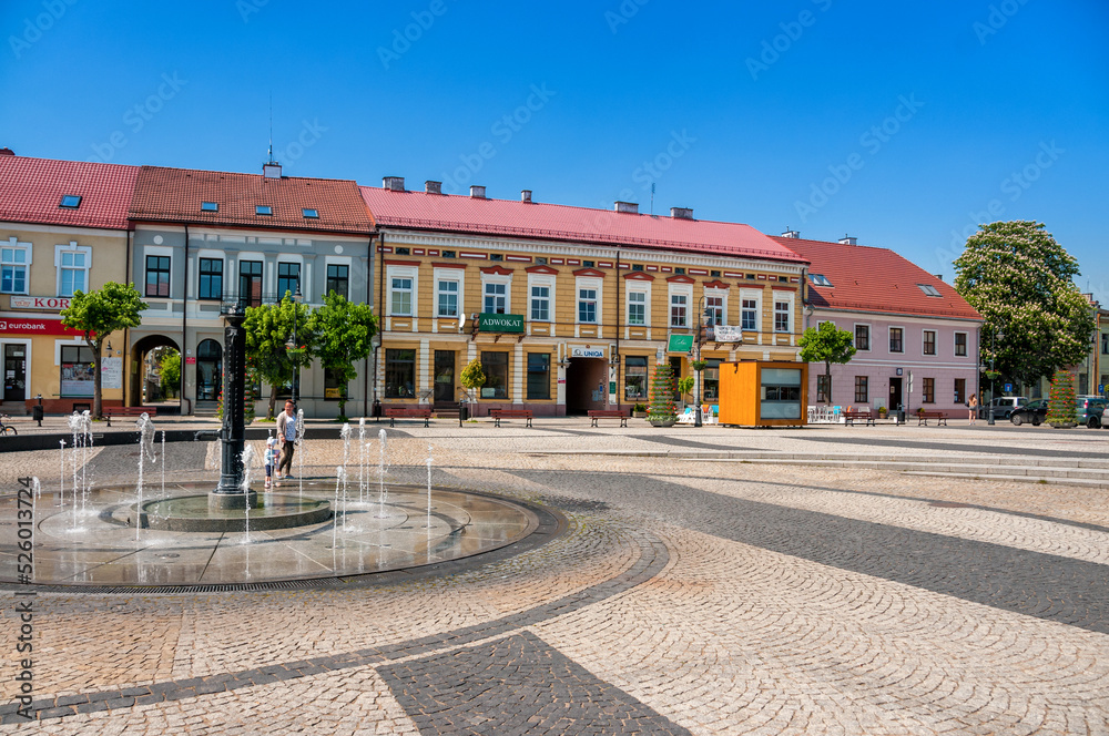 Market square in Sieradz, Lodz Voivodeship, Poland