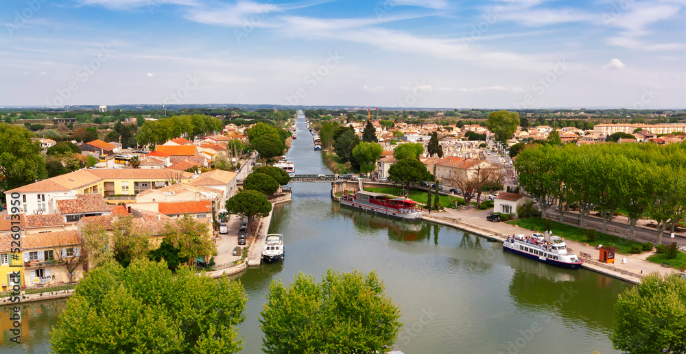 Above view of the Aigues-Mortes city in Camargue, France Above view of the Aigues-Mortes city in Camargue, France