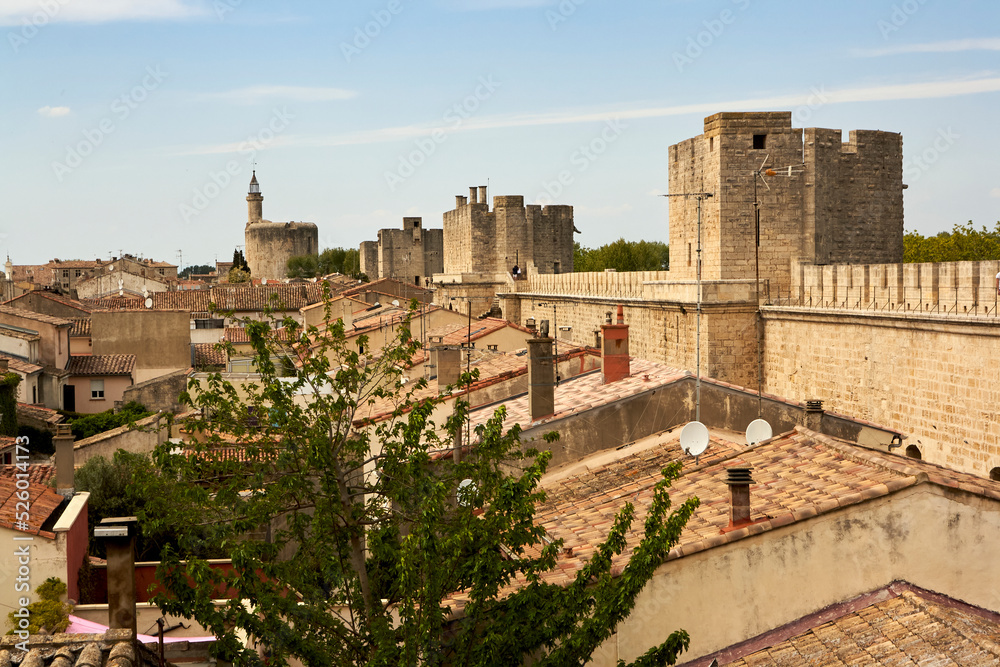 View of the Ancient city of Aigues-Mortes in Camargue, France