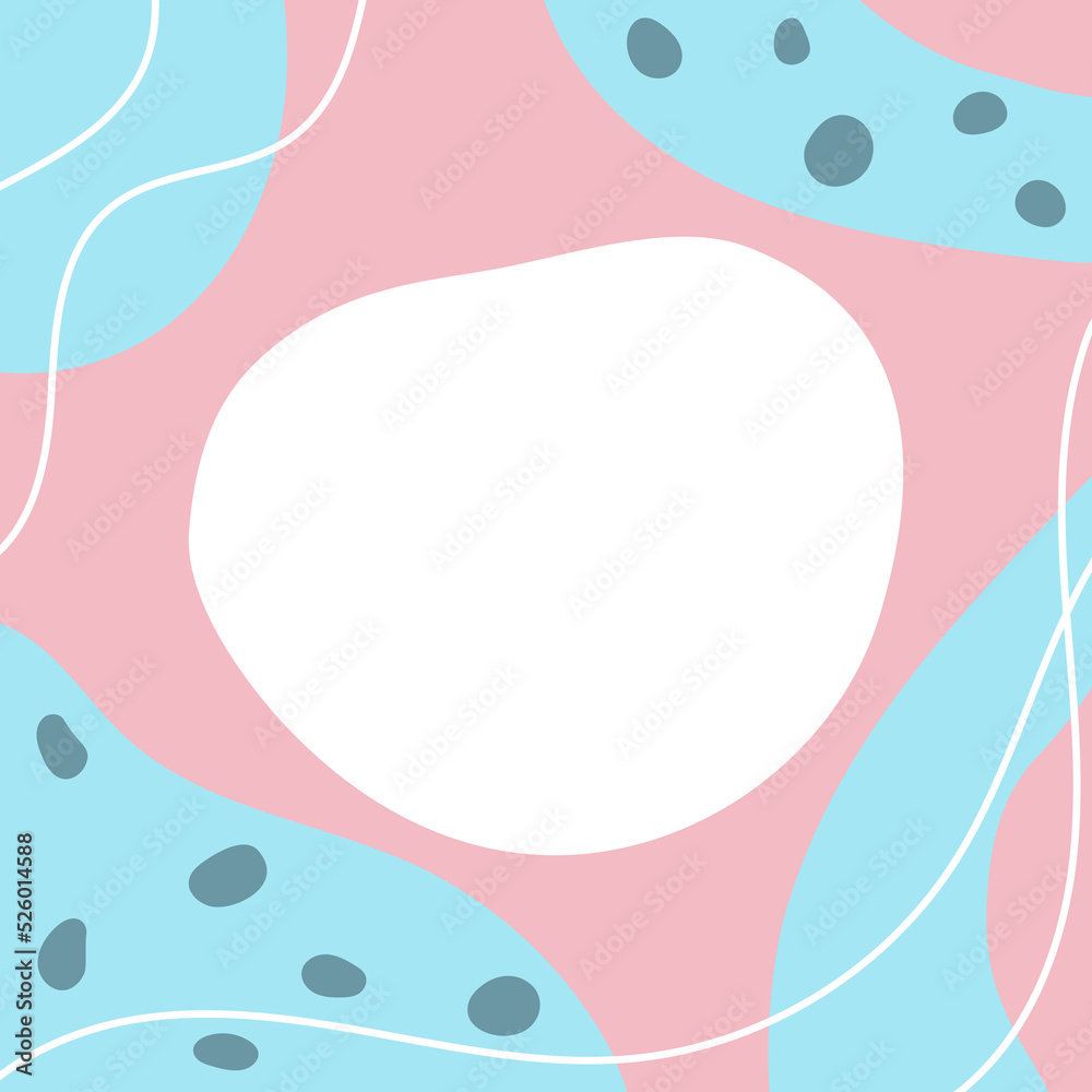 Abstract square vector background in blue and pink colors with spots and lines in minimalistic vector design Abstract square vector background in blue and pink colors with spots and lines in minimalistic vector design