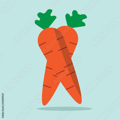 carrot cartoon illustration green vegetable food natural and organic full of vitamin and nutrition