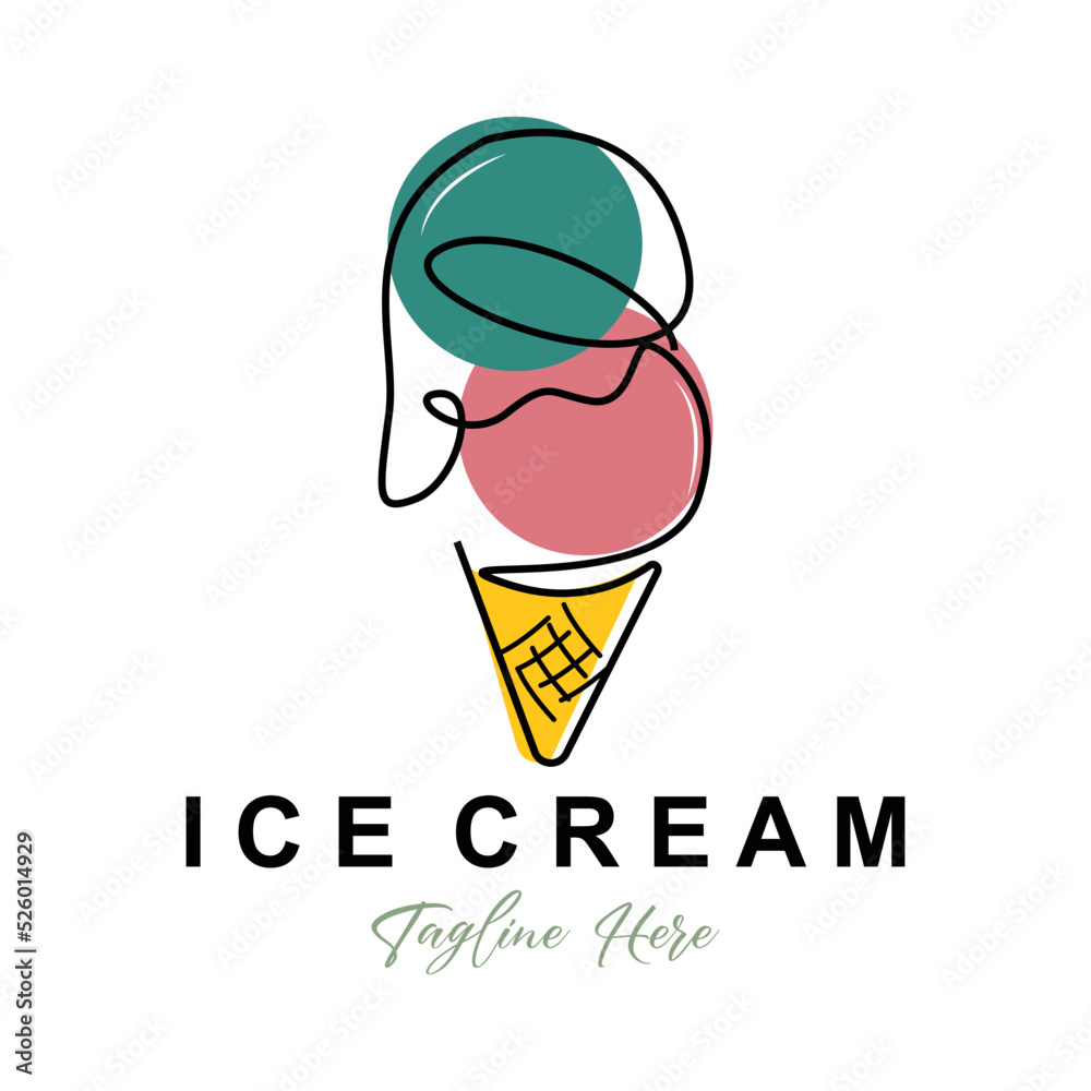Ice Cream Logo Design, Fresh Sweet Soft Cold Food Illustration, Children's Favorite Vector, Product Brand Ice Cream Logo Design, Fresh Sweet Soft Cold Food Illustration, Children's Favorite Vector, Product Brand