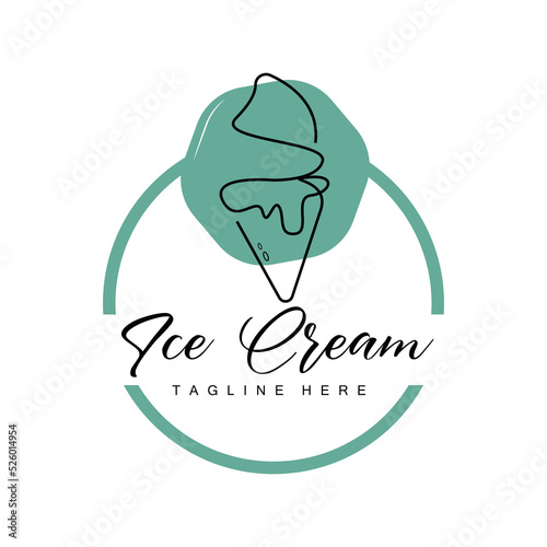 Ice Cream Logo Design, Fresh Sweet Soft Cold Food Illustration, Children's Favorite Vector, Product Brand