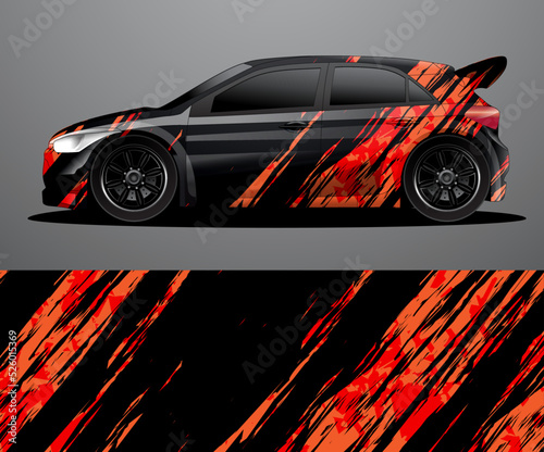 Rally car decal graphic wrap vector, abstract background © yogart